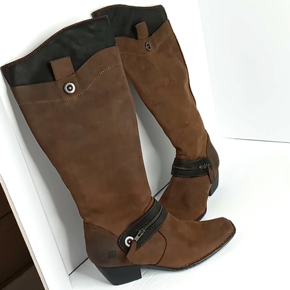 Born Nubuck & Leather Knee High Boots - Smokey Brown- Womens 10M/W (W21648) - Picture 15 of 16